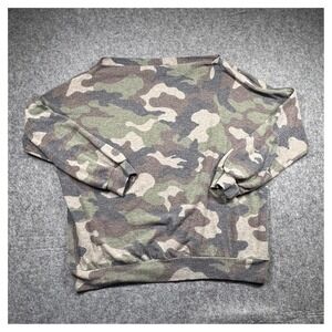 FSL Apparal Camo Sweatshirt Womens M Green Camouflage Zipper Shoulder Pullover